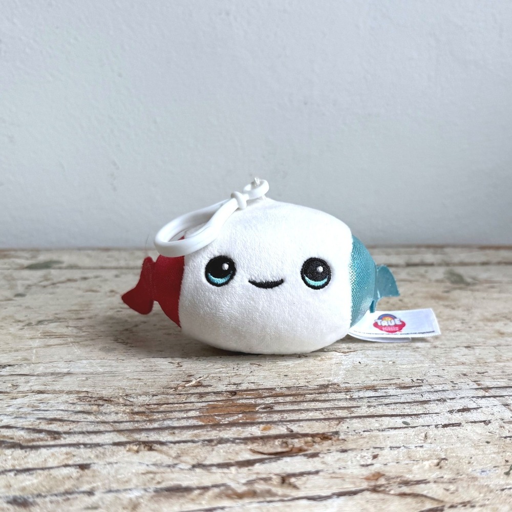 True Rainbow Kingdom Plush Clip On Keychain White Red Teal 4 Inch
